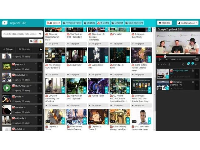 OrganizeTube – pro organizaci streamů nejen z YouTube