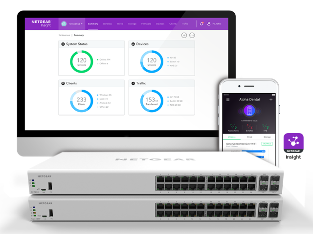 Nové 28-portové přepínače NETGEAR Insight se vzdálenou správou