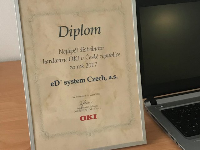 Nejlepší distributor hardwaru OKI v České republice za rok 2017 je eD system