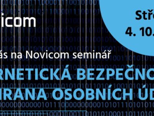 Novicom zve na seminář Kybernetická bezpečnost a ochrana osobních údajů