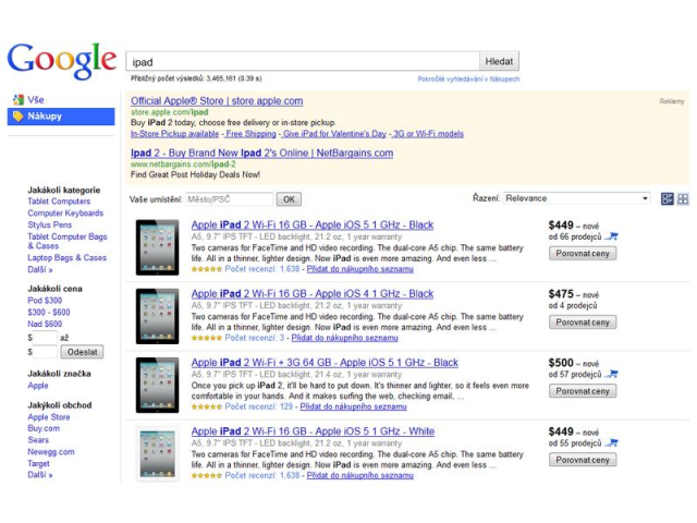 Google Nákupy zvyšují návštěvnost e-shopů