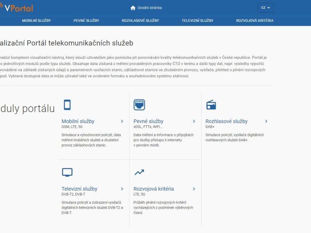 VPortal má nový modul Pevné služby. Ukáže internet v pevném místě i jeho rychlosti