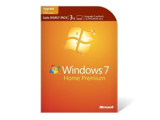 Rodinné balení Windows 7 až pro tři PC