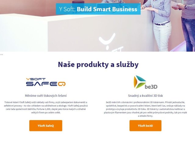 Y Soft má nový web, prezentuje jím i produkt be3D