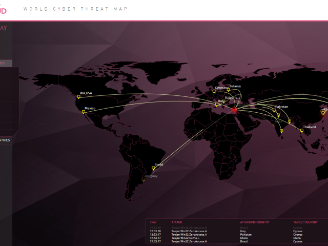 Check Point  zobrazuje kybernetické útoky v reálném čase