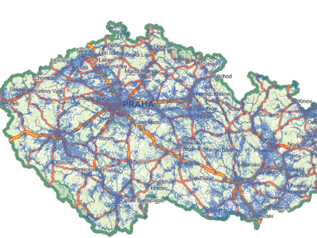 Interaktivní mapa pokrývání LTE sítí v ČR