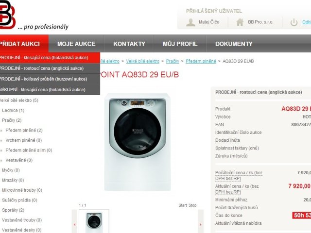 BB Pro – aukční portál pro obchodní společnosti