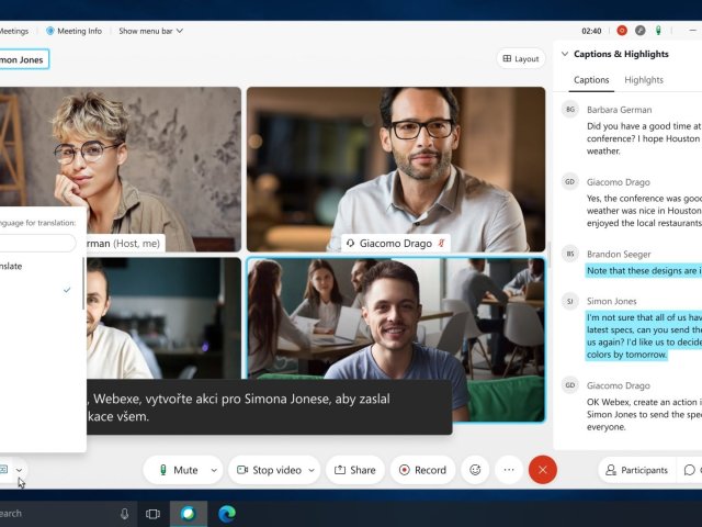 Webex se naučil překládat videokonference do češtiny v reálném čase