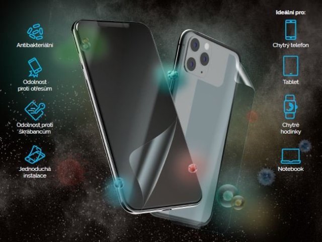Antibakteriální ochranná fólie Screenshield chrání telefony a další zařízení