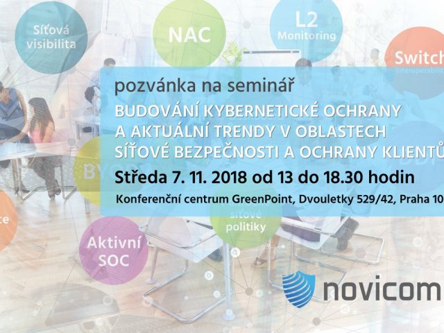 Novicom zve na seminář: Budování kybernetické ochrany a aktuální trendy v oblastech síťové bezpečnosti a ochrany klientů
