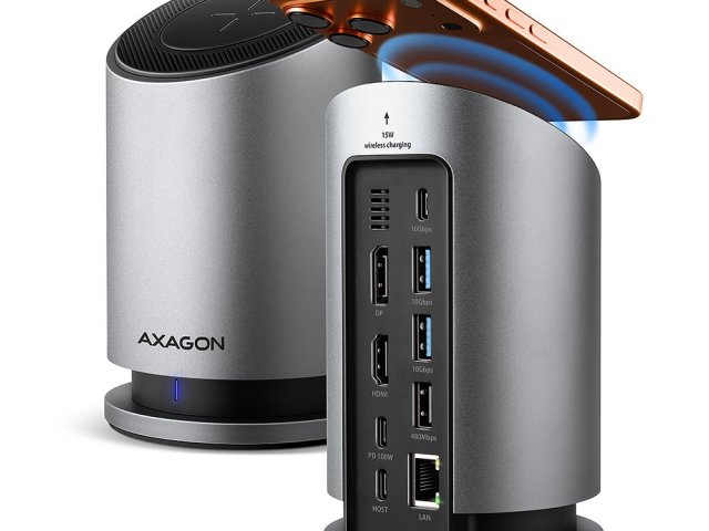 AXAGON představuje výkonnou USB-C dokovací stanici 9in1 s bezdrátovým nabíjením HMC-WL9