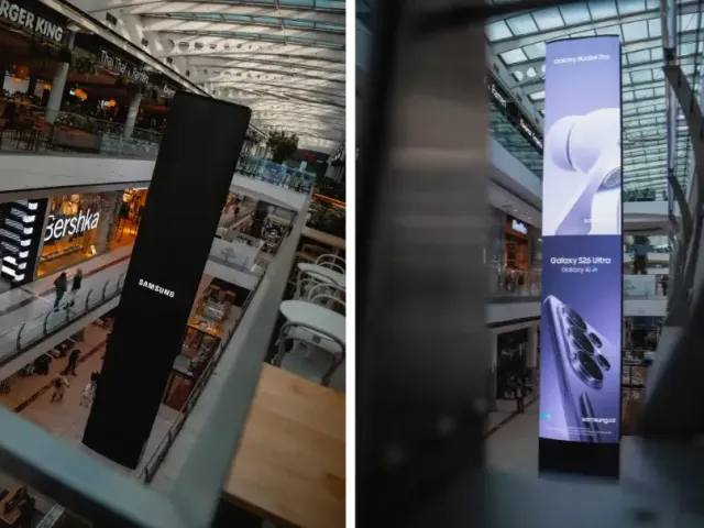 Nejvyšší indoor LED obrazovka v Evropě? Měří 13,5 metru a do OC Nový Smíchov ji dodal Samsung