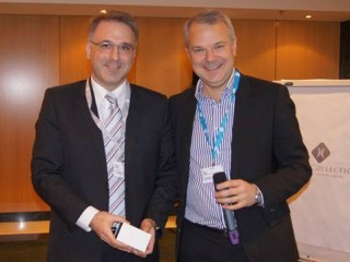 Vlevo Thierry Bitout, generální ředitel eD´ system Czech, vpravo Eric Lallier, vicepresident a generální ředitel HP PPS pro střední a východní Evropu