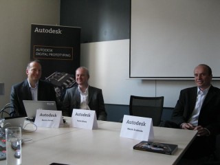 Zleva sedí Martin Peňáz, Sales Manager, Patrik Minks, AEC Sales Manager a Marek Svoboda, Manufacturing Marketing Manager ze společnosti Autodesk