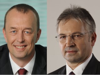 Vlevo Petr Mýtina, generální ředitel společnosti Servodata, vpravo Rostislav Jirkal, prezident společnosti Servodata Group