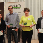 Ocenění si převzali (zleva) Kateřina Videnová (AutoCont CZ), Martin Pecha (GAPP System), Renata Špačková (O2 Czech Republic) a Zbyněk Juřena (Altron Business Solutions)