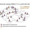Mapka plánovaného pokrytí signálem ČRa WiMAX na konci podzimu. 